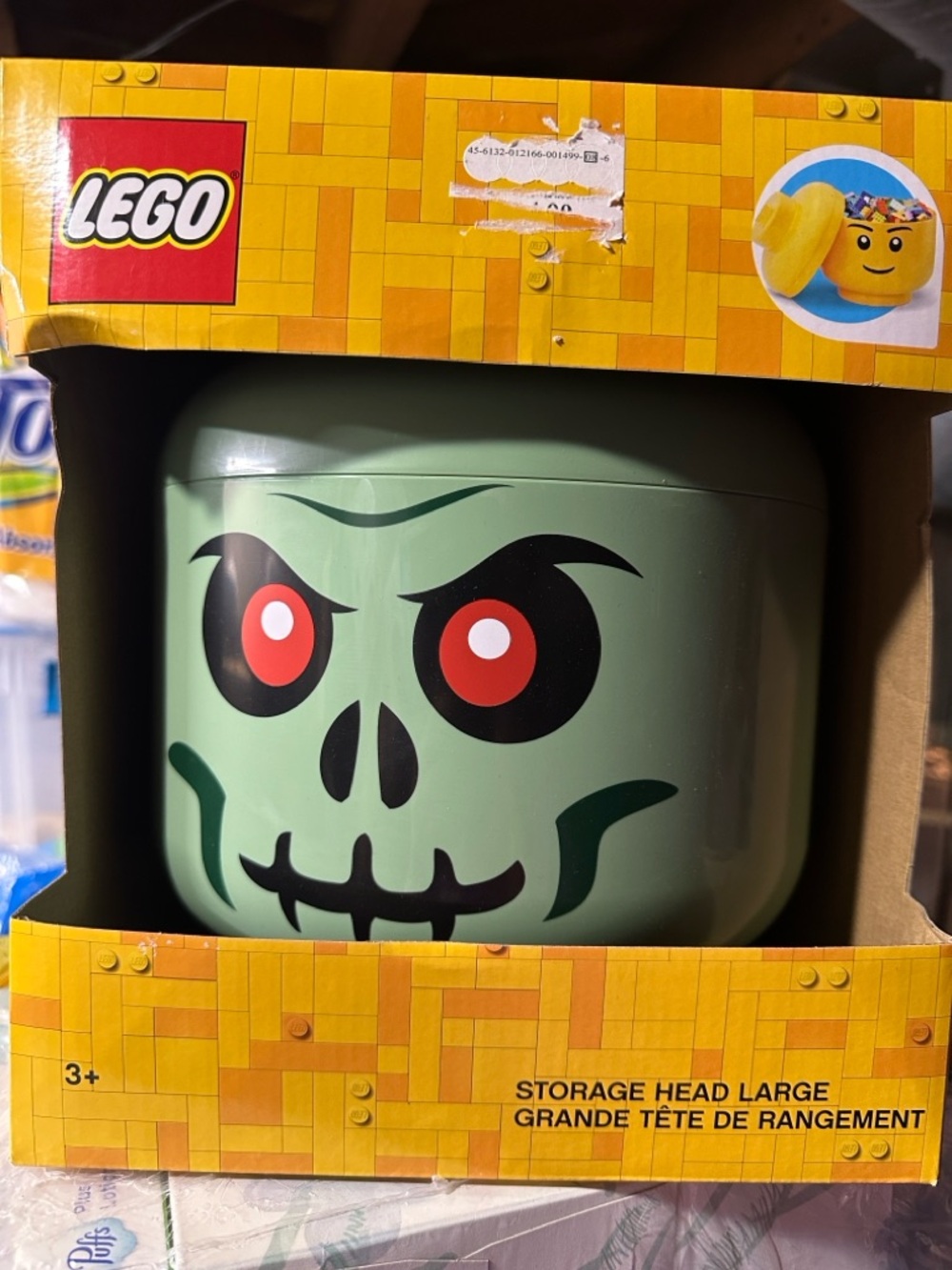 LEGO Green Skull Storage Head with Red Eyes zombie